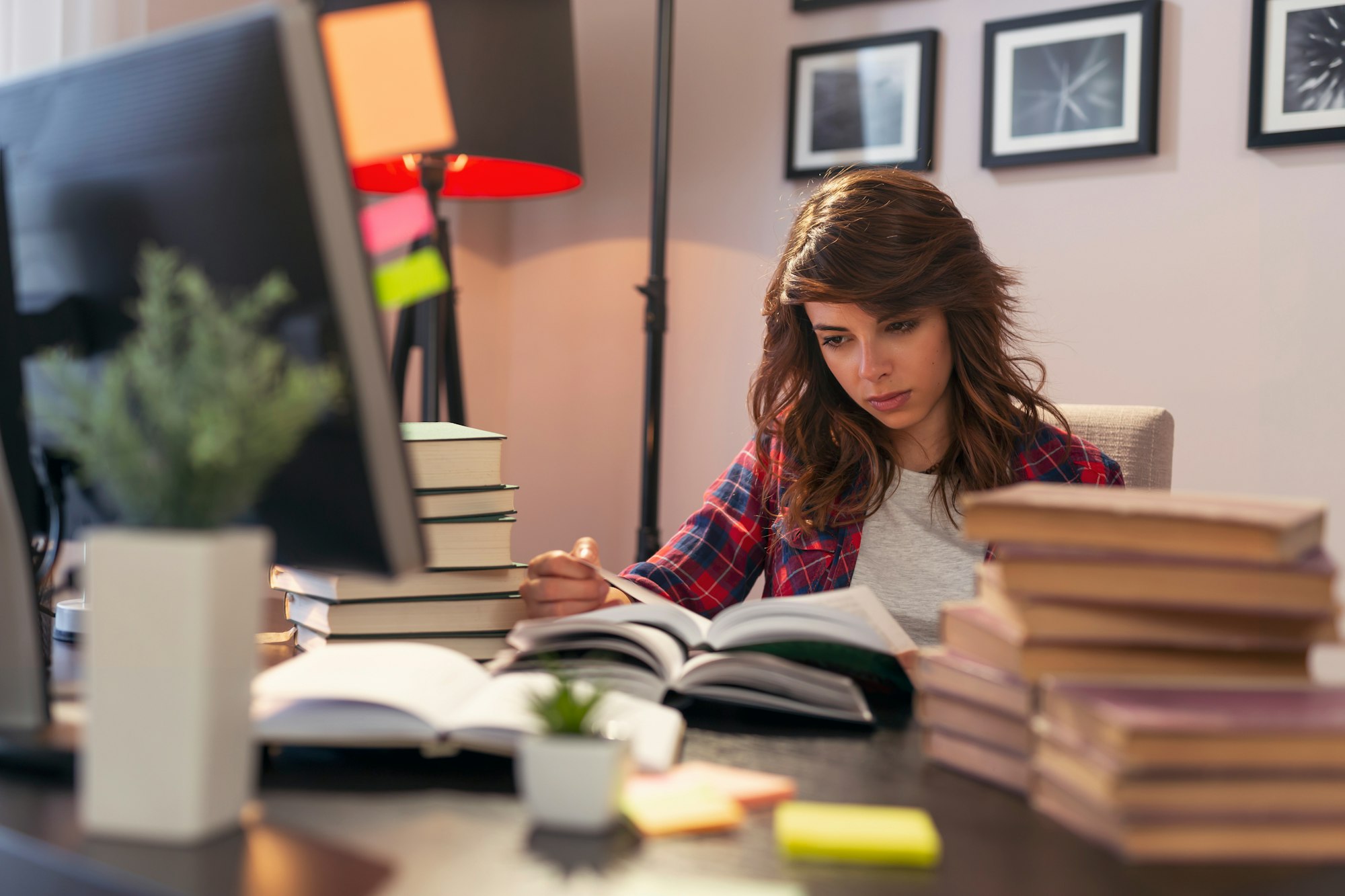Girl studying for an exam
